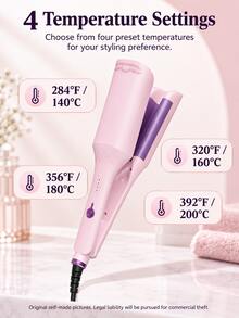 Triple Barrel Hair Curler, Ceramic Curling Iron For Hair And Hair Curlers, Light Pink And Purple Beach Waver, Hair Tools For Styling Curls, Hair Salon Supplies And Salon Equipment, Travel Essentials For Women, Wedding Party And Date Night Styling - 查看 3