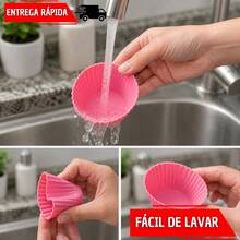 Kit 12 Forma De Silicone Pequena Multiuso Mini Formas Pudim Bolo Premium Não Gruda Forno e Micro ondas Forma Mufins - Vermelho ou Preto - Visão 9