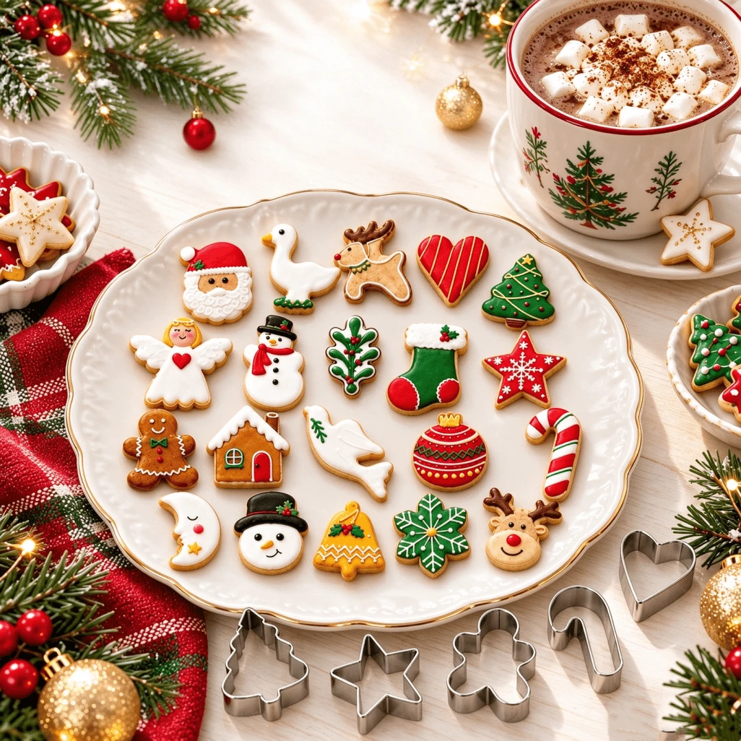 20pcs Christmas Cookie Cutter Set, Mini Christmas Cookie Cutters Stainless Steel Gingerbread Man, Tree, Snowflake, Candy, Candy Cane, Santa Claus, Snowman And More - View 1