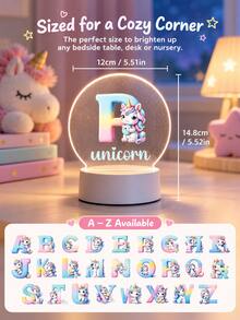 1pc Customized Name Unicorn Night Light, Personalized Initial LED Desk Lamp, Suitable For Bedroom Bedside Table Decoration, Cute Gift For Girls, Teens And Girl, Perfect For Birthday, Christmas, Baby Shower - Multicolor - View 11