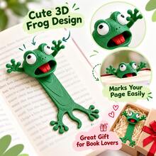 1pc Funny 3D Frog Bookmark, Cute Cartoon Frog Page Clip, Soft Silicone Reading Marker, Creative Novel Book Accessory, Suitable For Students Children Adults, Japanese Style Cute Desk Decor, Lazy Frog Page Clip, Applicable For Books Diaries Planners Notebooks - Multicolor - View 3