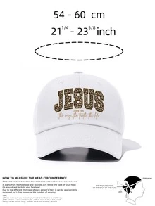 1pc Unisex Leopard Print JESUS Letter Baseball Cap, Scripture Pattern Adjustable Curved Brim Baseball Cap, Outdoor Casual Faith Theme - A - View 2