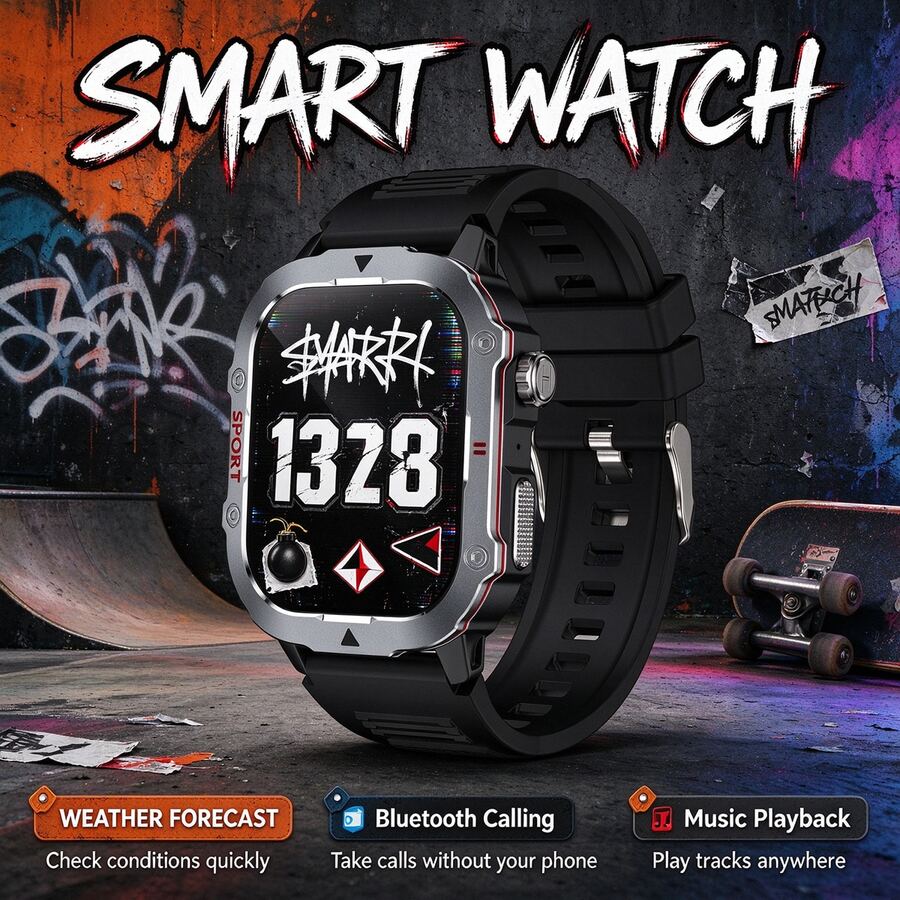 Sports Smart Watch, 2.01-Inch HD Display, Zinc Alloy Body, 350mAh Large Capacity Battery, Multiple Sports Modes, Message And Call Notifications, Multi-Functional Smart Watch, Sports Style Smart Watch Compatible With Android And IOS - View 1