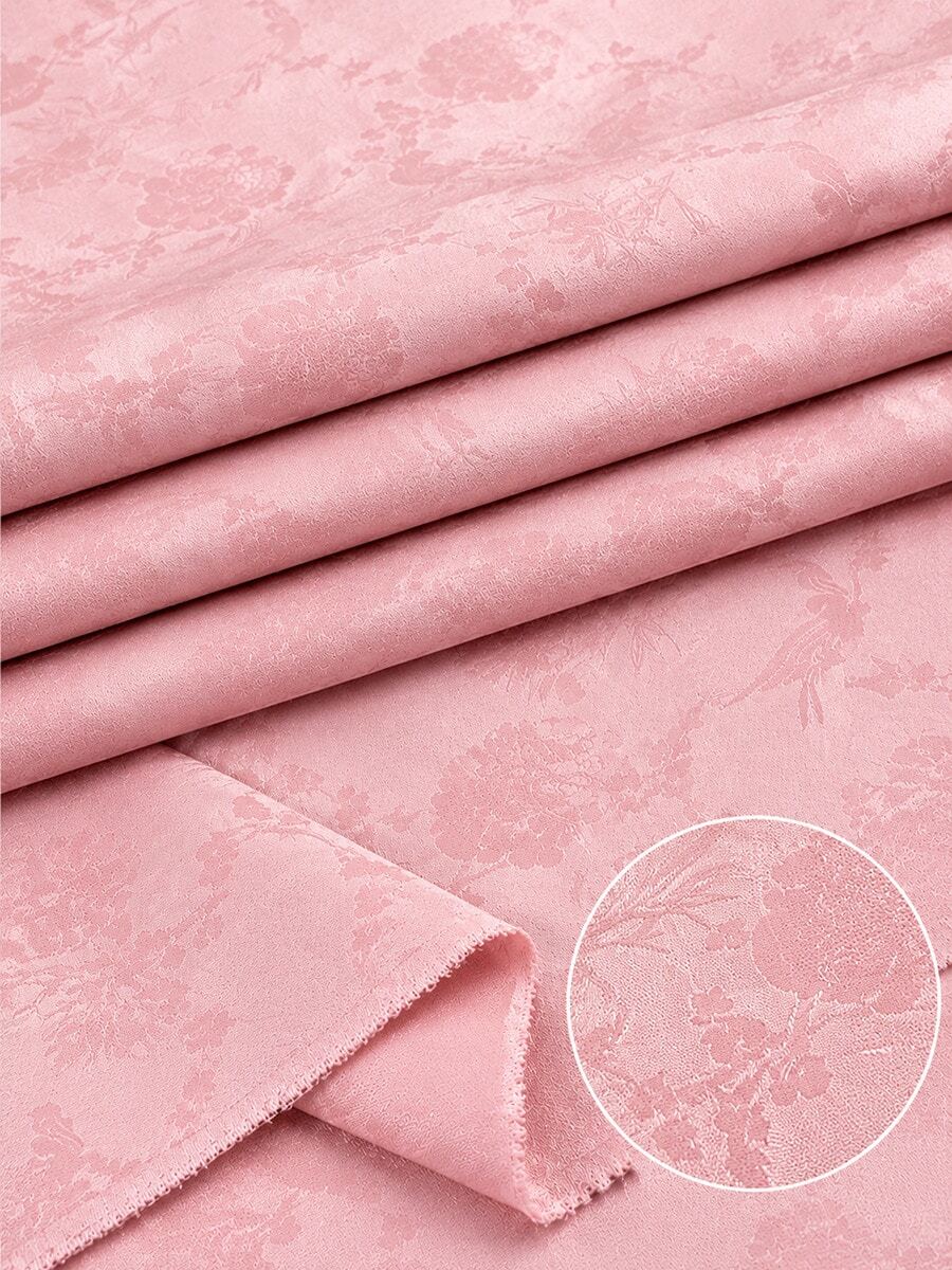 1pc Pink Jacquard Fabric, Featuring Traditional Chinese Floral Pattern, Suitable For Dresses, Loungewear, Pajamas, 150cm Wide, Soft Texture, Perfect For Handmade Crafts, DIY Tablecloth, Pillow Material