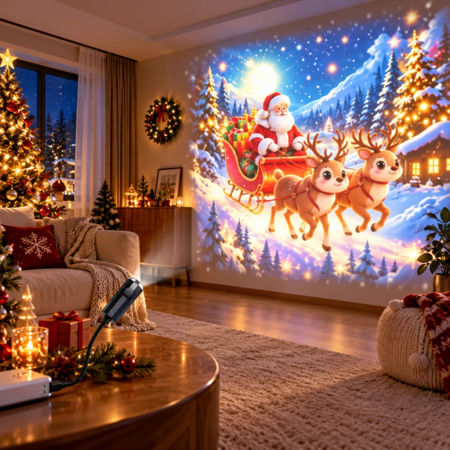 Luz LED Portátil USB de Natal, Lâmpada de Projeção de Atmosfera de ...
