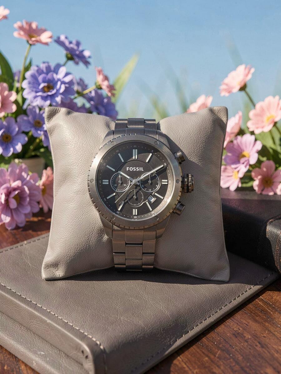 Fossil BQ1050 Ladies Quartz Watch, 25mm Silver Dial Silver Case Silver Leather Minimal Wristwatch - Grey - View 1
