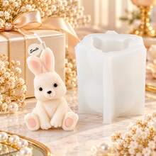 Cute Silicone Rabbit Mold - Suitable For Resin, Plaster And Candle Making, Animal Themed Oval DIY Craft Tool, Can Be Used For Aromatherapy, Decoration And Creative Projects - Perfect For Craft Enthusiasts And DIY Lovers - White - View 5
