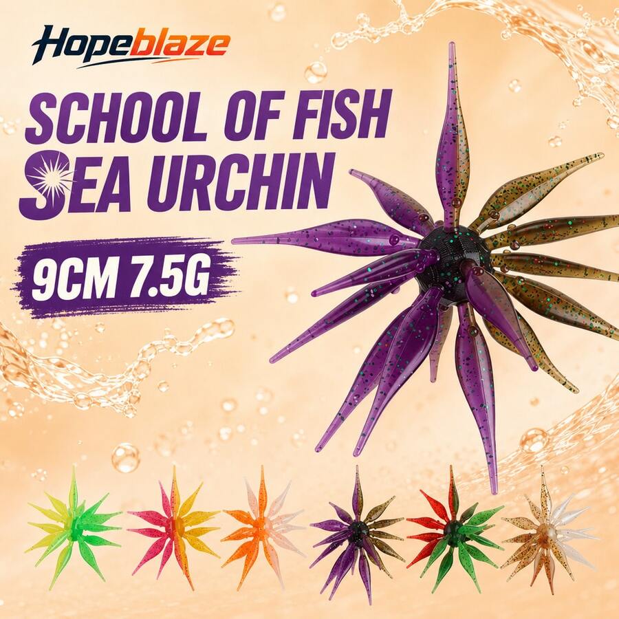 Hopeblaze School‑Of‑Fish Sea Urchin Soft Lure Multi‑Tentacle Morigen Rig Coike Fish Type For Bass Pike Predatory Fish Bait