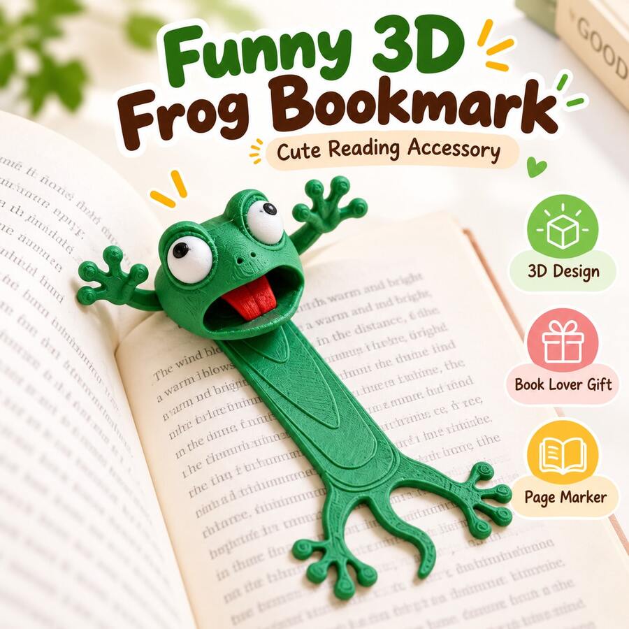1pc Funny 3D Frog Bookmark, Cute Cartoon Frog Page Clip, Soft Silicone Reading Marker, Creative Novel Book Accessory, Suitable For Students Children Adults, Japanese Style Cute Desk Decor, Lazy Frog Page Clip, Applicable For Books Diaries Planners Notebooks