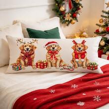 1PC Christmas Golden Retriever Xmas Print Rectangle Pillow Covers, Home Decor, Sofa Couch, Bedroom Living Room, Polyester, Machine Washable - Multicolor - View 7