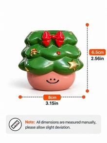 1pc Christmas Tabletop Decor Set, Cute Holiday Flower Vases In Tree And Present Designs, Festive Red Green Centerpieces For Living Room, Dining Table, Fireplace Mantel And Shelf - A - View 10