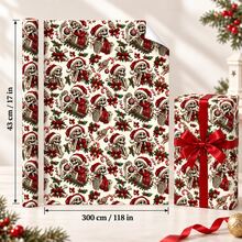 1ROII Skull Christmas Wrapping Paper Roll, Red And Green Skull Print ...