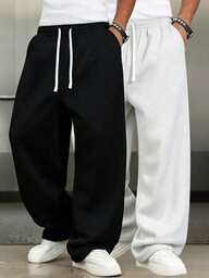 Men's Fashion Sports Style Casual Straight Leg Loose Fit Pants. Polyester Fiber Fabric With Good Durability, Wear Resistance, Lightweight, Wrinkle-Resistant, Comfortable And Breathable, Quick-Drying, Slight Elasticity Suitable For Outdoor Leisure, Jogging, Street Gatherings, Gym Fashion Outfits. Elastic Waistband Provides Better Comfort Wearing Experience. Men's Casual Sports All-Season Style, Can Be Used As New Year Gift, Christmas Gift, Halloween Gift