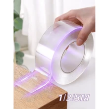 1/3/5m Double-Sided Nano Tape, Transparent Removable Reusable Waterproof Double-Sided Tape, Back To School - White - View 1