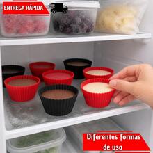 Kit 12 Forma De Silicone Pequena Multiuso Mini Formas Pudim Bolo Premium Não Gruda Forno e Micro ondas Forma Mufins - Vermelho ou Preto - Visão 8