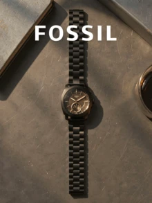 Fossil FTW1165 Machine Men's Hybrid Smart Watch, 45mm Black Stainless Steel Bracelet Wristwatch - Black - View 3