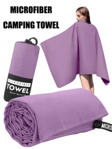 1pc/2pcs Purple Microfiber Quick-Dry Towel, High Absorbency Outdoor Camping Towel Beach Towel, Soft And Comfortable, Lightweight And Breathable, Mesh Bag Convenient Storage, Suitable For Outdoor Camping, Beach, Pool, Gym - Purple - View 2
