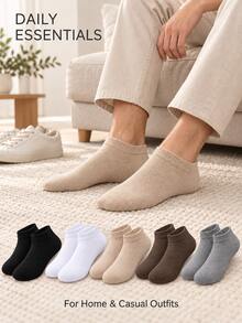 10 đôi tất nam cổ thấp ngắn bằng cotton, tất thuyền cơ bản trơn 5 màu, unisex, phù hợp mặc thường ngày và đi làm - Nhiều màu - Xem 3