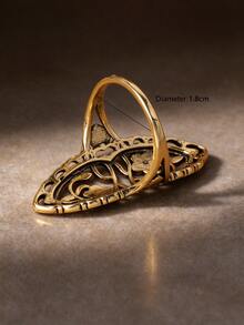 1pc Vintage Silver-Tone Hollow Carved Luxury Ring, Available In 4 Colors - Antique Silver - View 7
