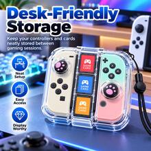 1pc Transparent Game Controller Storage Box, Portable Hard Shell Carrying Case, Includes 3 Game Card Slots, Extra Joystick Space, With Wrist Strap, Compact Game Accessories Storage Box, Suitable For Travel - View 4