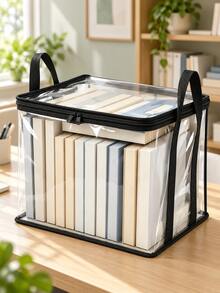 Clear PVC Foldable Storage Bag With Zipper & Handles, Stackable Dustproof Wardrobe Organizer For Clothes,Book, Quilts, Bedding, Closet Bedroom Storage Bin - Multicolor - View 2
