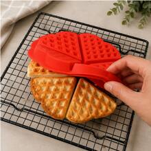 3 Forma de Waffle Silicone Panqueca Wafer Flor Divisórias Antiaderente Chocolate Ovo Air Fryer Multiuso Formas Bolo - Preto/Cinza - Visão 8