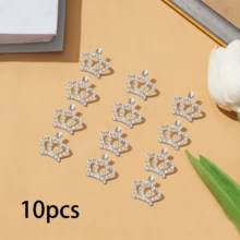 10/20pcs Alloy Rhinestone Crown Charm Pendants, Mini Jewelry Making Pendants, Flat Back Crystal Pendants For DIY Crafts, Keychains, Earrings, Gift Decorations - Crown-small - View 6