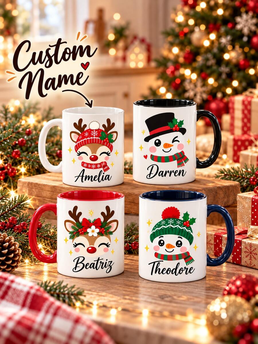 Children's Personalized Christmas Cup, Customized Holiday Cup, Christmas Party Favor, Christmas Stocking Filler Gift, Christmas Gift - Multicolor - View 1