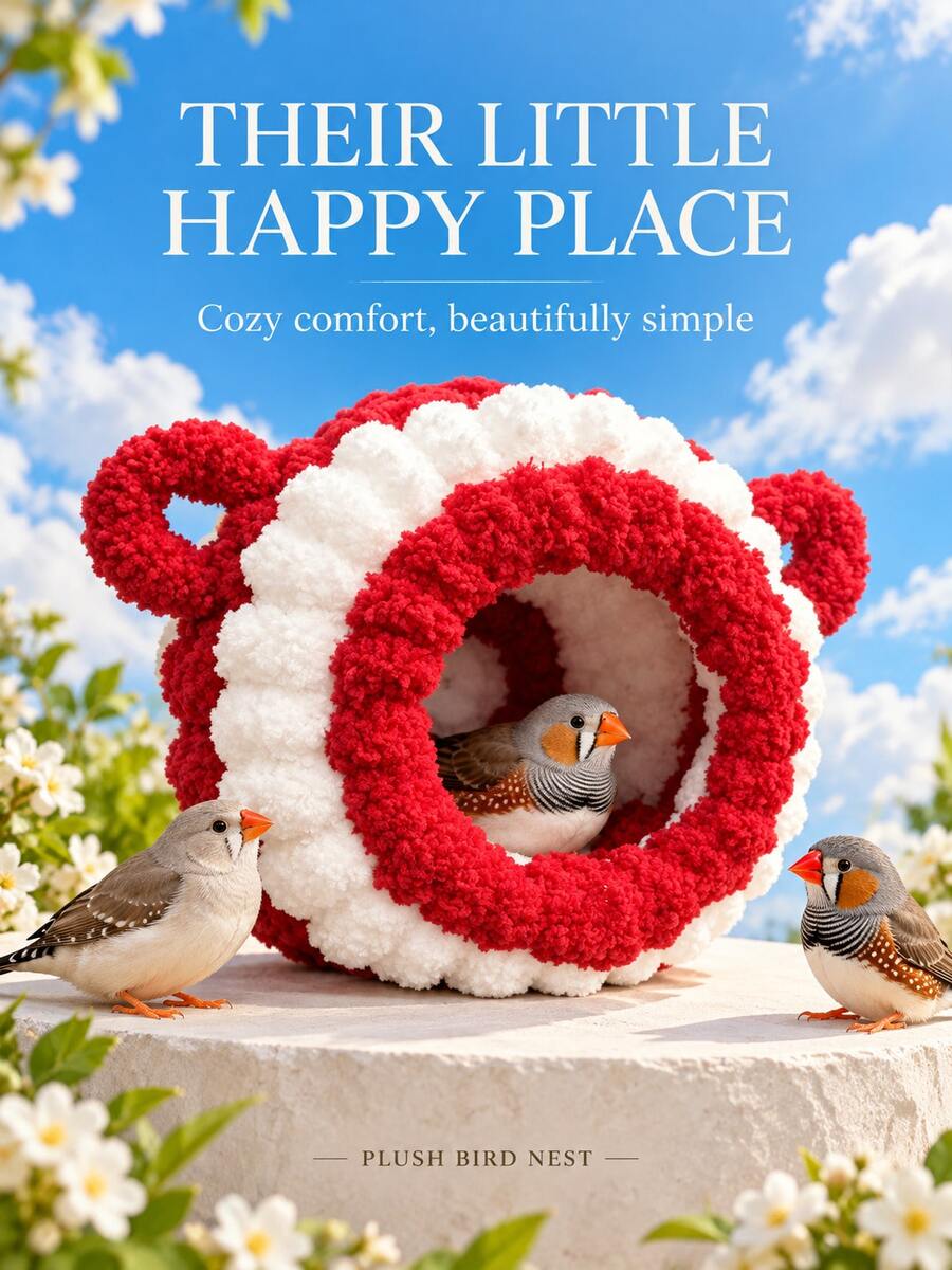 Bird House And Nest 1pc Small Bird Plush Warm Nest, Tiger Parrot Sleeping Nest, Couple Bird Resting Nest, Small Parrot Bird Nest, Goldfinch Pet Nest, Soft Plush Bird Nest, Semi-Enclosed Bird Nest, Bird Cage Sleeping Nest, Bird Cage Accessories
