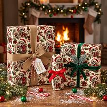 1ROII Skull Christmas Wrapping Paper Roll, Red And Green Skull Print ...