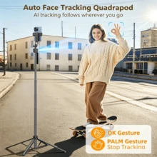 Upgraded Smart Phone Gimbal Stabilizer Selfie Stick Bluetooth Remote AI Tracking Anti-Shake Gimbal Tripod - Black - View 3