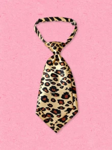 Popjeli 1pc Leopard And Stripe Double-Layer Small Necktie, Suitable For Casual And Street Style For Dress For Christmas Decor - Multicolor - View 12