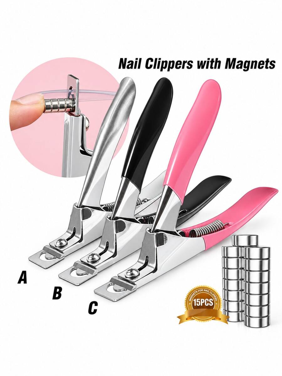 Magnetic Nail Clippers, With Magnetic Length Guides, Artificial Nail Clippers For Home & Salon Manicure,Adjustable Magnetic Nail Clippers For Acrylic Nails,Nail Supplies, Nail Art Tools, Nail Design Tools, Nails Tuff ,Nail Tools For Press On Nails