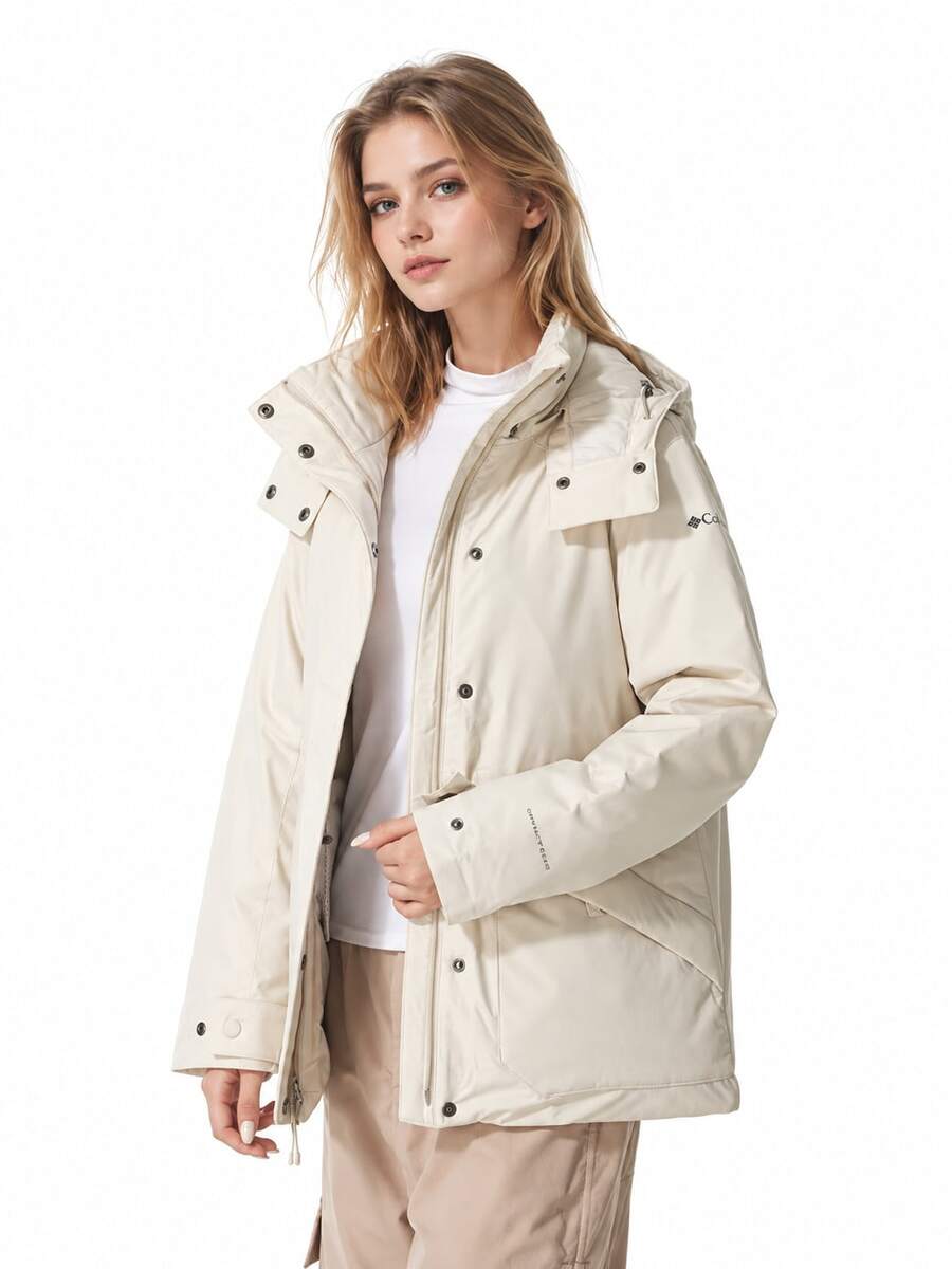 Columbia New Women's Outdoor Gold Dot Thermal Waterproof Thickened Warm Goose Down Padded Jacket - Off White - View 1