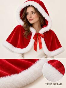 Red Christmas Shawl, Pop Culture Style, Cosplay, Halloween, Christmas Party Costume Masquerade Gift - Multicolor - View 6
