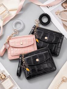 Wallet Keychain Wristlet For Women Card Holder With Bracelet And Cute Key Chains Accessories Girl Small Wallets,Christmas Gift - Multicolor - View 8