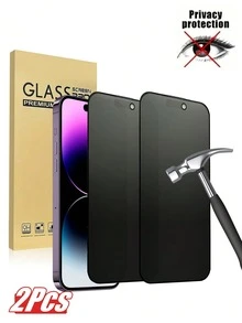 2pcs Anti-Peeping Tempered Glass Screen Protector For IPhone 18/18Pro/18Promax/17/16 Pro Max/16 Pro/16/16 Plus/15 Pro Max/15/15 Pro/15 Plus/14 Pro Max/14 Pro/14/14 Plus/13 Pro Max/13/13 Pro/12/11, 6.9 Inch, Smooth And Responsive Touch, Anti-Peeping Screen Protector, Phone Accessories, With Black Border Silk Screen Printed Anti-Peeping Screen Protector - Black - View 36