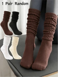 1/3/4 Pairs Of Colorful Stacked Mid-Calf Socks, Soft And Comfortable Casual Socks In Solid Colors For Versatile And Personalized Styling - Multicolor - View 16