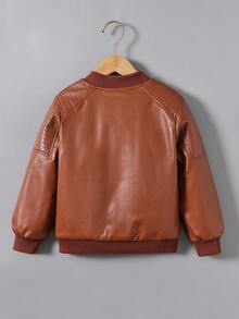 Mantel Anak Laki-Laki Muda Kantong Zip Plain Casual - Mocha Brown - View 2