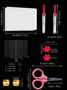 [21pcs Box Set]Portable Home Sewing Kit, Includes 16 Hand Sewing Needles, Plum Blossom Threader, Gold Thimble And Pink Round-Head Small Scissors, Suitable For Embroidery, Knitting, Daily Clothing Repair, Christmas Themed Decoration And Other Handmade Crafts - Sewing Kit - View 12