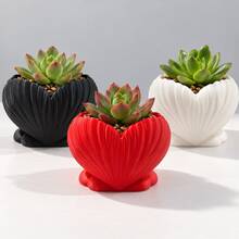 1pc Popular 3D Printed Heart-Shaped Shell Succulent Planter, Cute Mini Heart-Shaped Flower Pot, Textured Desktop Small Plant Pot, Valentine's Day Gift Home Desktop Decor - Multicolor - View 10