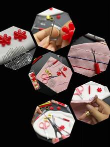 [21pcs Box Set]Portable Home Sewing Kit, Includes 16 Hand Sewing Needles, Plum Blossom Threader, Gold Thimble And Pink Round-Head Small Scissors, Suitable For Embroidery, Knitting, Daily Clothing Repair, Christmas Themed Decoration And Other Handmade Crafts - Sewing Kit - View 11