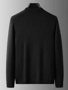 GRDR Men's Casual Solid Color Button-Up Long Sleeve Knit Cardigan - Black - View 7