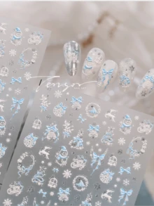 1 Christmas Line Snowman Colorful Star Nail Art Luxury Sticker Self-Adhesive Cute Christmas Tree Nail Art Sticker - Multicolor - View 6