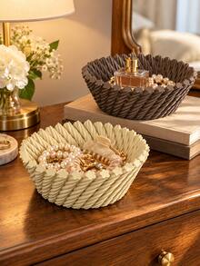 1pc Decorative Sculpture Bowl, Exquisite Twisted Pattern With Floral Edge, Modern Home Decor Storage, Suitable For Coffee Table, Entryway Table, Bedroom Nightstand, Vanity And Modern Interior Style, Home Decor, Room Decor, Bedroom Decor - Multicolor - View 7