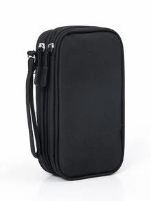 Minimalist Polyester Double-Layer Electronic Organizer Bag, Multi-Compartment Mesh Pockets, Dual Zippers And Wrist Strap, Suitable For Cables, Chargers, Phones, Hard Drives, USB-C Storage, Travel, Business Trips, Office, Commuting, Vacation, Holiday Gifts - Multicolor - View 13