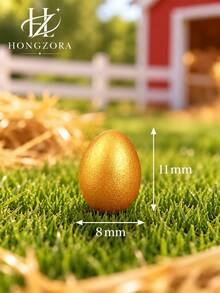 30pcs Mini Gold Color Egg Decorations, Golden Egg Micro Landscape Accessories, Country Farm Bird Nest Scene Decor, DIY Micro Landscape Scenery, Desktop Home Decor, Farmhouse Theme Display Decoration, Model Scene Matching - Little Golden Egg - View 2