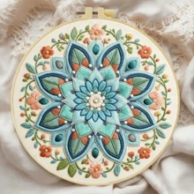 1PC 20*20cm/7.9*7.9in,Beautiful Patterns Embroidery Kit, DIY Handmade Embroidery Set For Adult Beginners, Home Gift, Women's Sewing Gift, Including User Manual, Printed Pattern Fabric, Embroidery Frame, Needle And Thread. - 20*20cm/7.9*7.9in - View 7