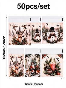 100pcs Vintage Style Christmas Gift Bags (Random Patterns) - Perfect For Party Decoration, Holiday Ornaments And Holiday Gifts. Christmas Gifts, Home Decor, Room Decor, Christmas Party, Halloween, 2027 New Year, New Year Gifts, Winter - Christmas Gift Bag - View 15