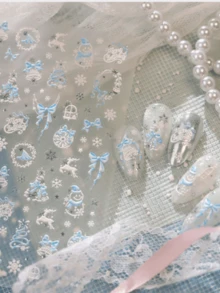 1 Christmas Line Snowman Colorful Star Nail Art Luxury Sticker Self-Adhesive Cute Christmas Tree Nail Art Sticker - Multicolor - View 7